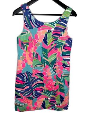 Lilly Pulitzer Cathy Shift Dress Exotic Garden Neon Print size 4 EUC